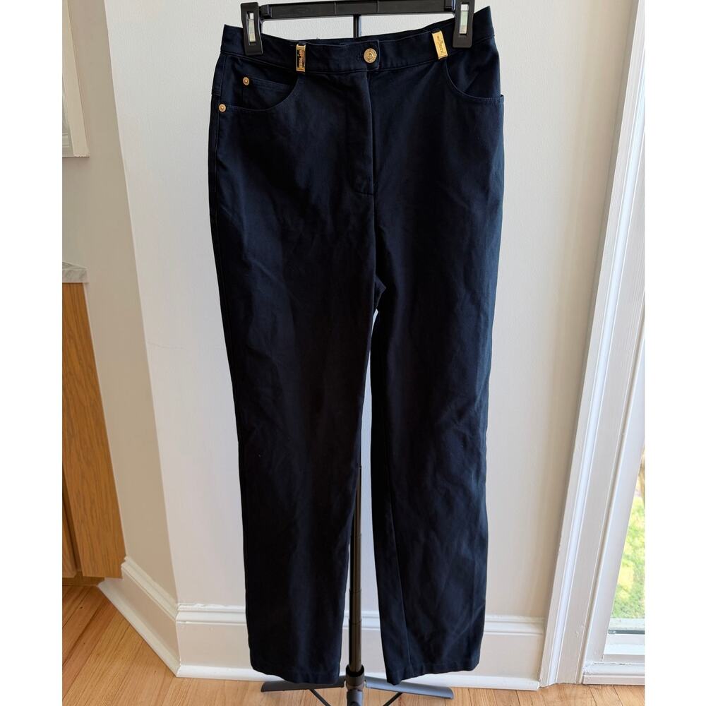 St. John Sport by Marie Gray Black Pants Size 6 Gold Detailing